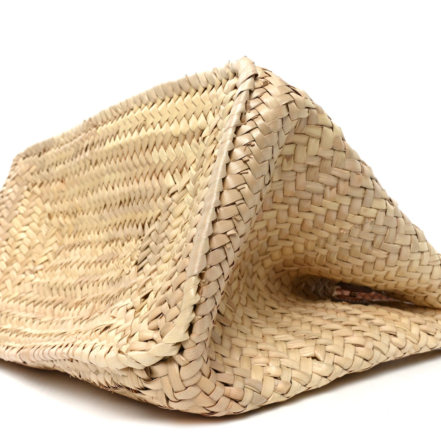 Raffia Braided Handle Tote Beige Cognac