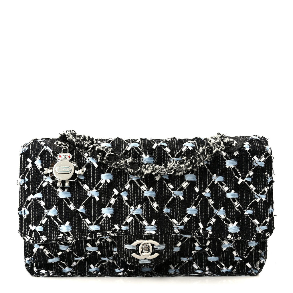 Denim Woven Medium Flap Light Blue