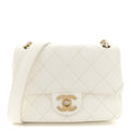 Shiny Lambskin Quilted Mini Flap White