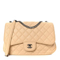 Lambskin Quilted Large Natural CC Flap Beige