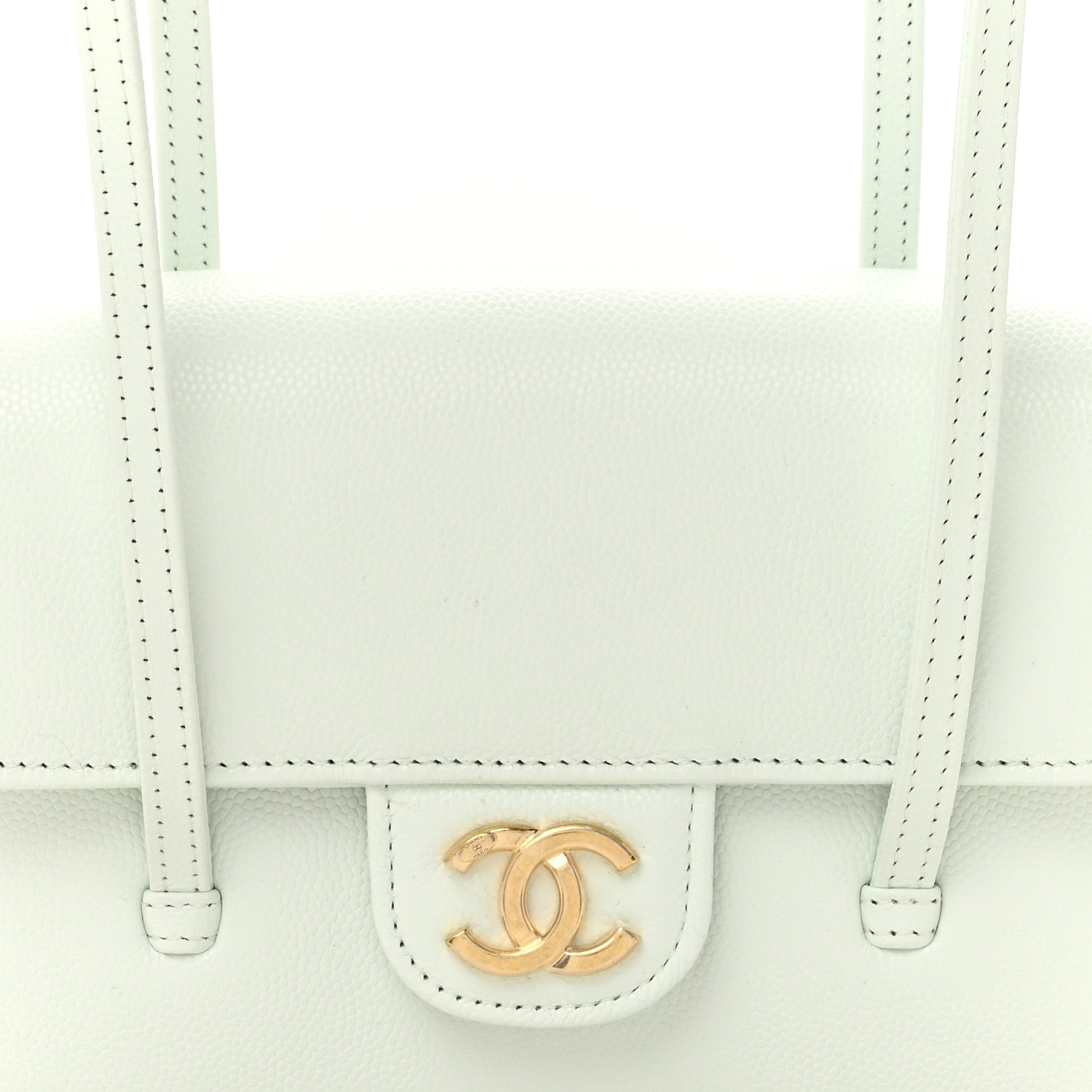 Shiny Caviar Mini Preppy Coco Shoulder Bag Light Blue