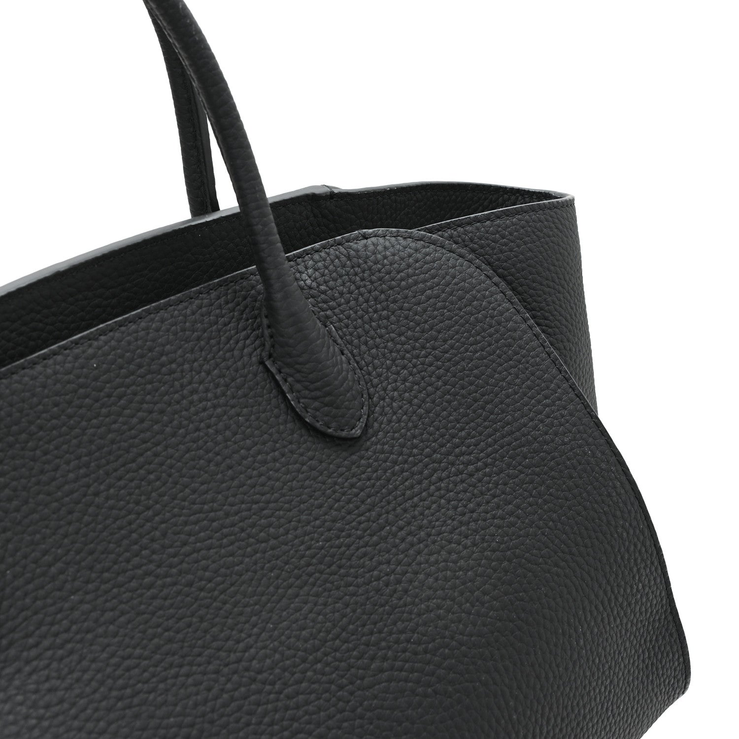 Grained Calfskin Marlo 12 Tote Bag Black