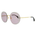 Gucci Sunglasses Round Rimless, Gold Frame and Violet With Crystals Lens GG0899S001