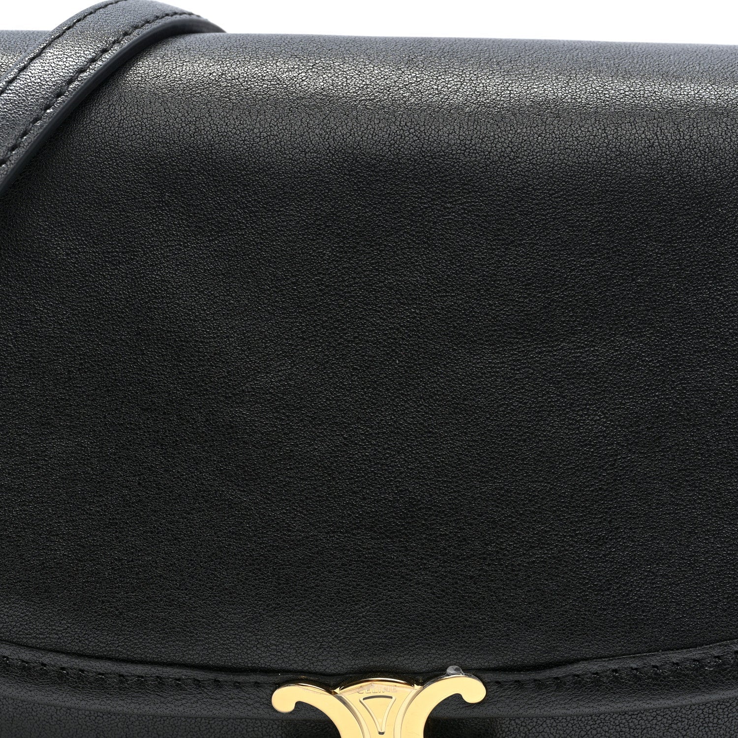 Shiny Lambskin Soft Triomphe Little Half Moon Bag Black