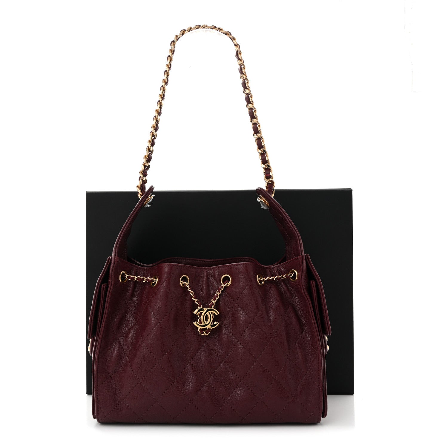 Caviar Quilted Small Chanel 25 Handbag Burgundy