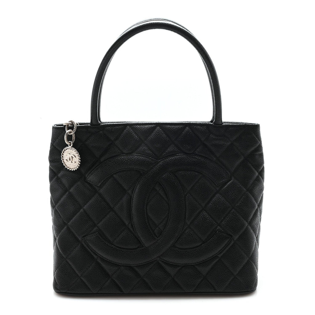 Caviar Quilted Medallion Tote Black