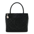 Caviar Quilted Medallion Tote Black