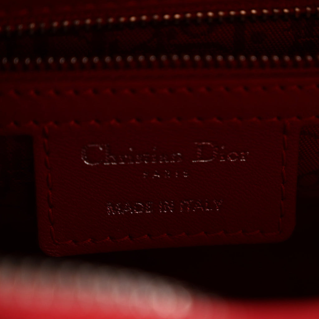 Lambskin Cannage Medium Lady Dior Red