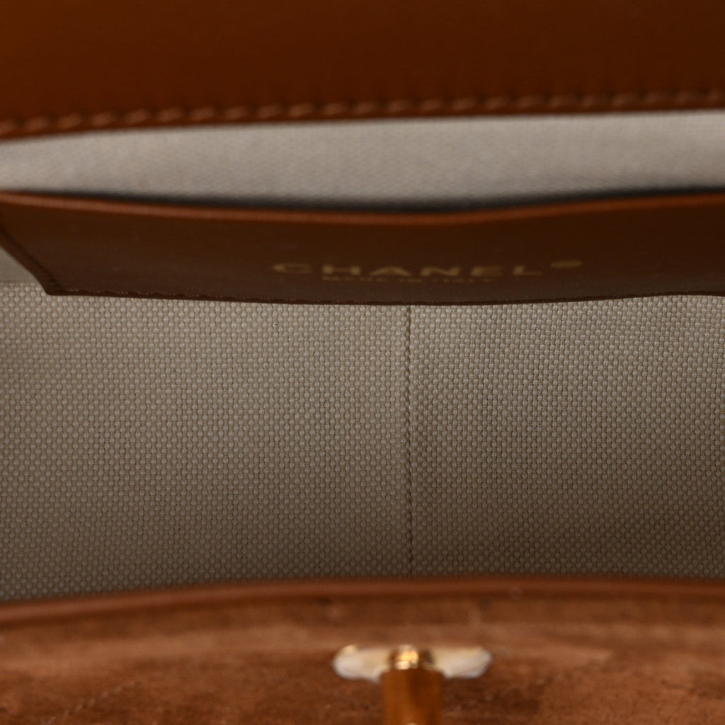 Suede Calfskin Quilted Small Eyes On You Flap Camel