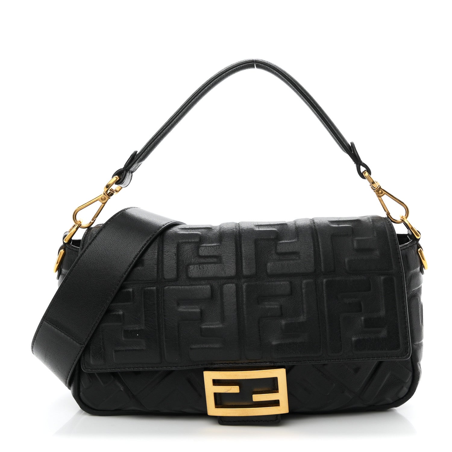 Nappa FF 1974 Embossed Baguette Black