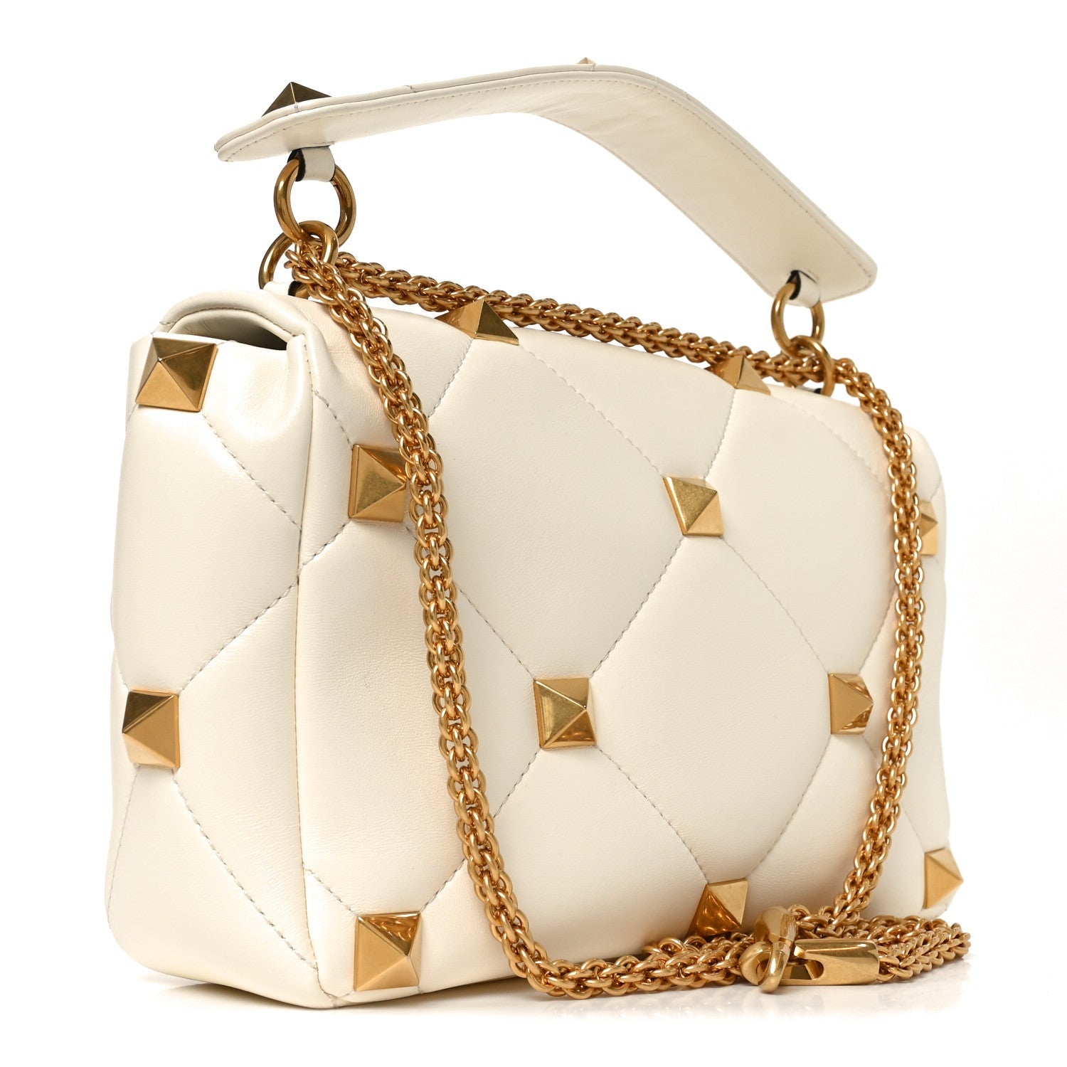 Nappa Large Roman Stud Shoulder Bag Ivory