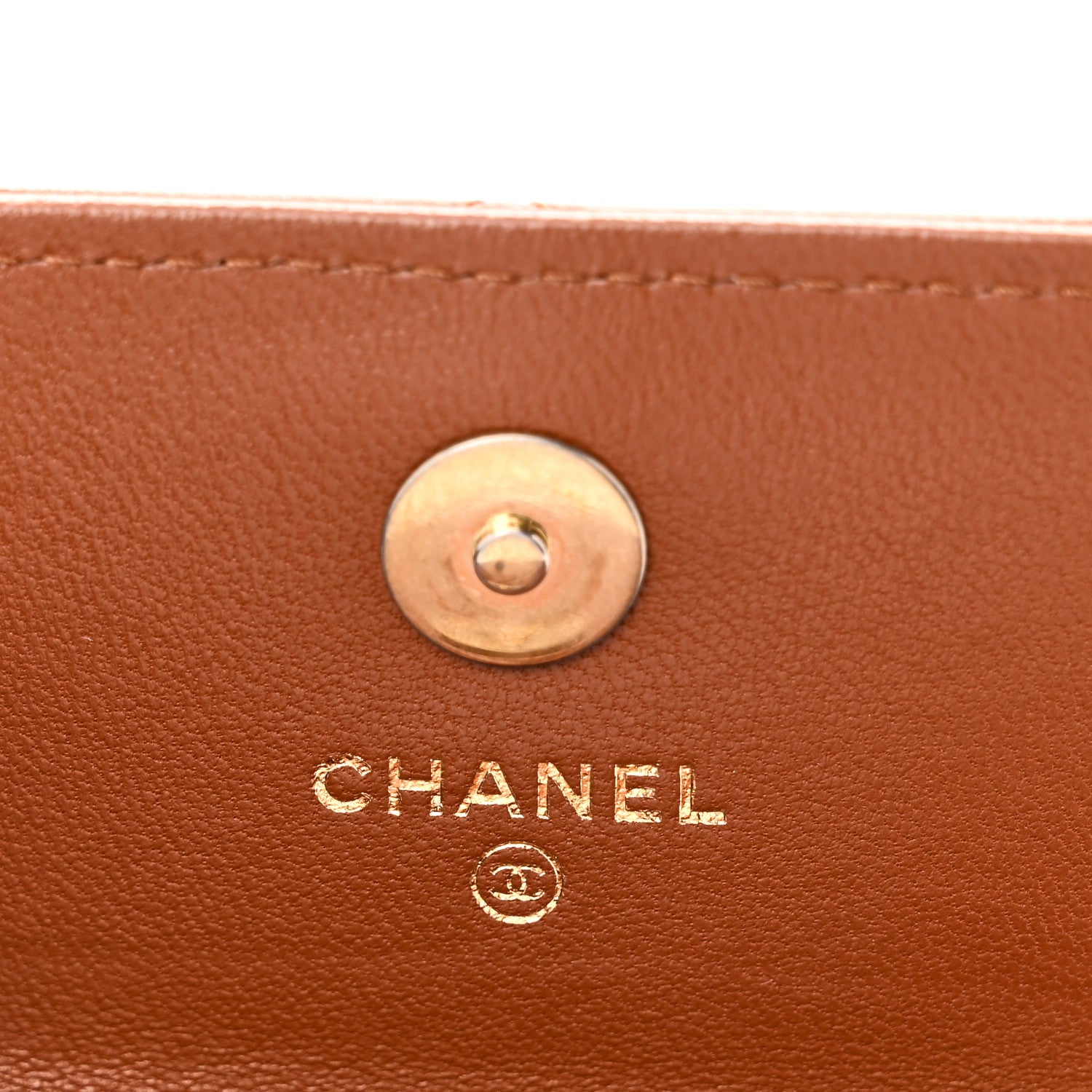 Lambskin Quilted Studded CC Clutch With Chain Brown