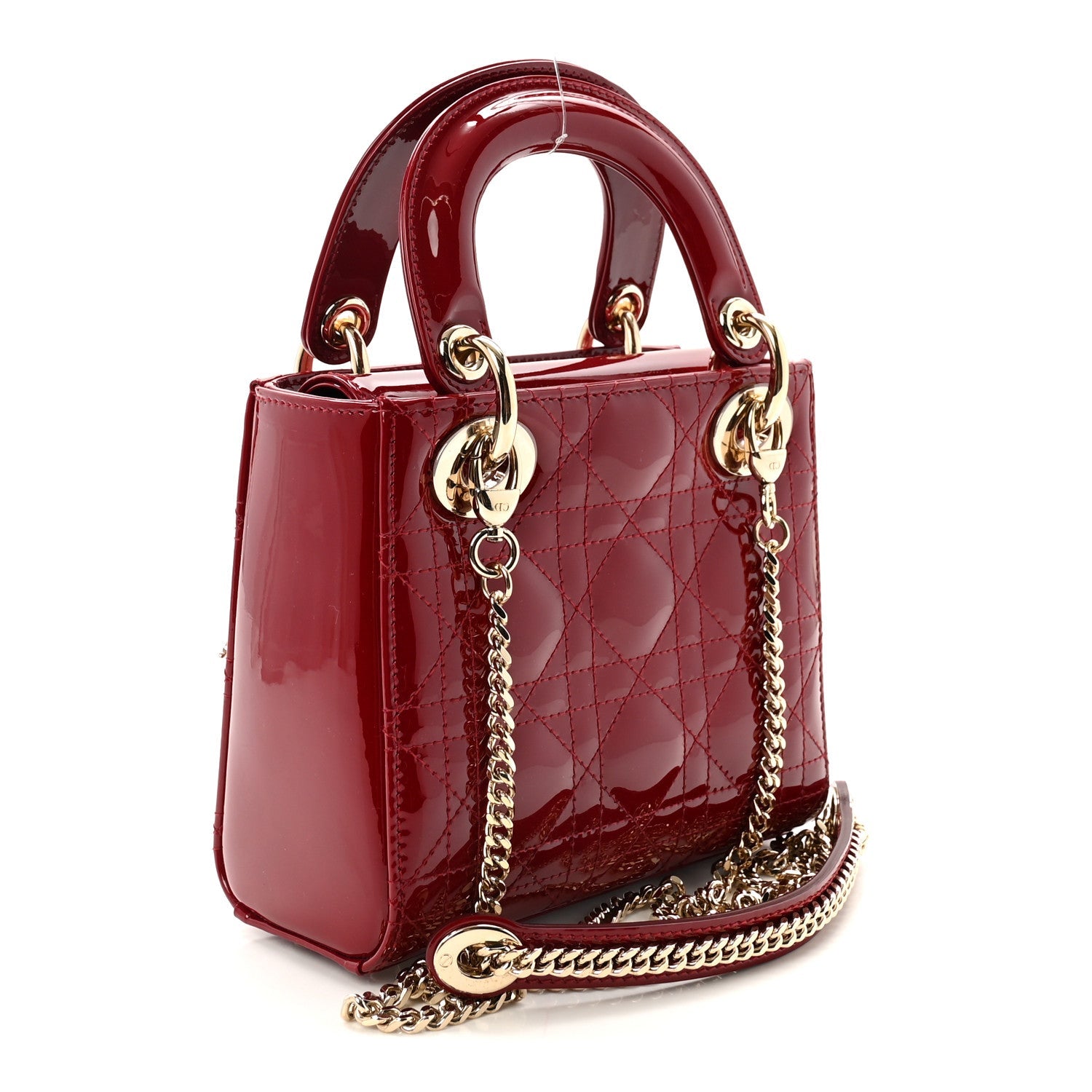 Patent Cannage Mini Lady Dior Red