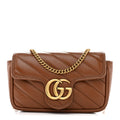 Azalea Calfskin Matelasse Diagonal Super Mini GG Marmont Shoulder Bag Cuir