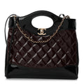 Patent Calfskin Quilted Mini 31 Shopping Bag Burgundy Black
