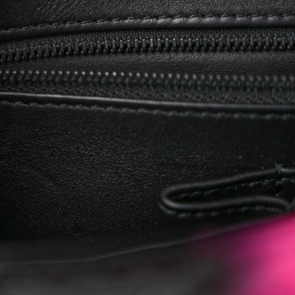 Snakeskin Medium Double Flap Black Pink