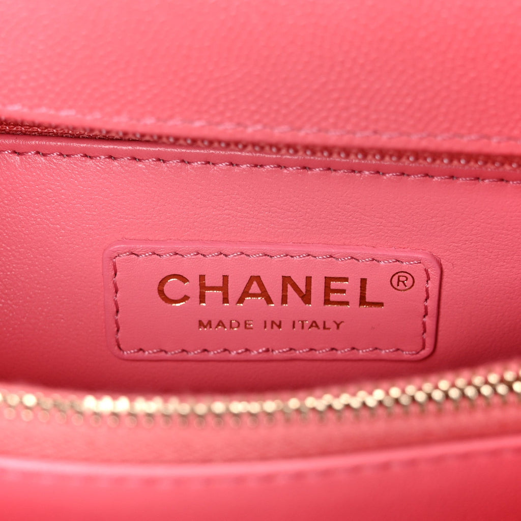 Caviar Quilted Small Coco Handle Flap Pink