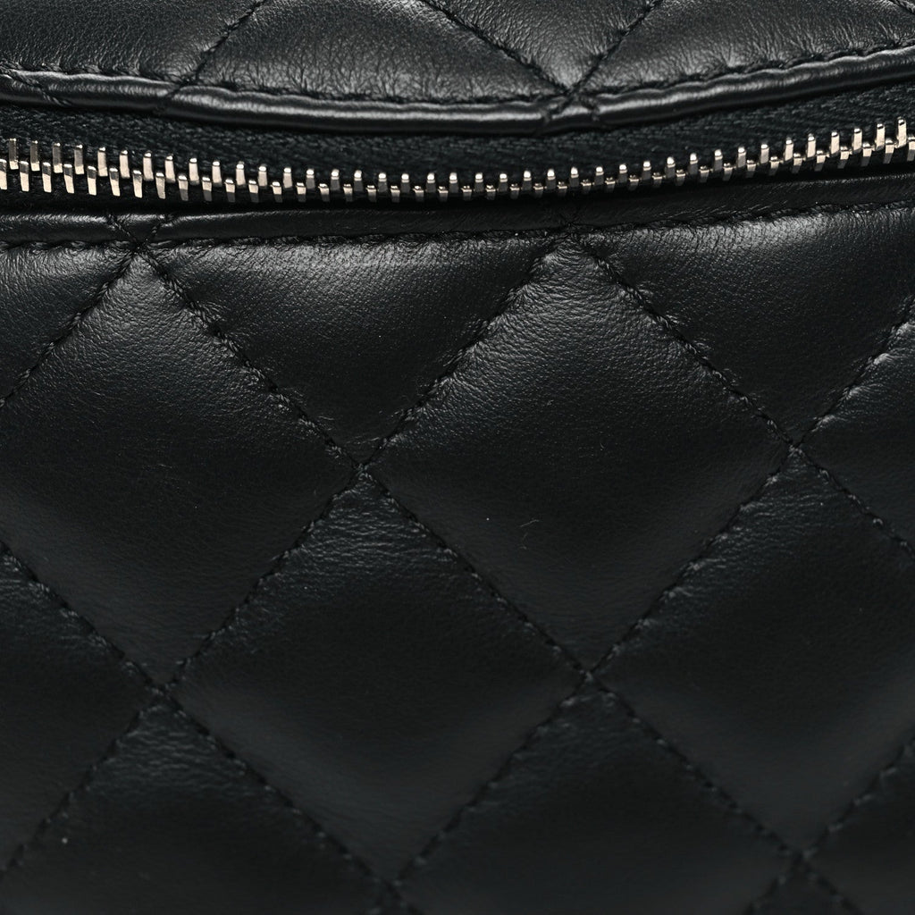 Calfskin Quilted Waist Belt Bag Black