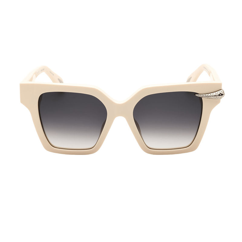 Roberto Cavalli Sunglasses Square Full Rim, Cream Beige Frame and Grey Gradient Lens SRC002S09X7