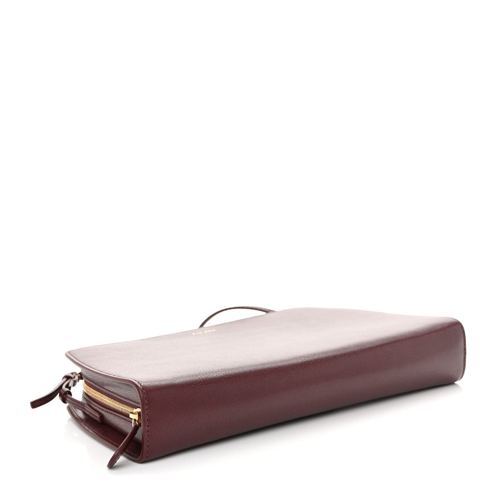 Saddle Calfskin Dalia Baguette Shoulder Bag Burgundy
