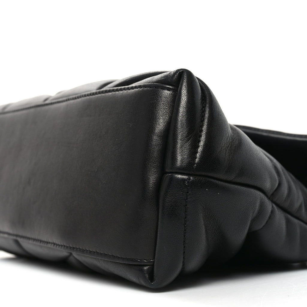 Lambskin Quilted Small Loulou Puffer Monogram Chain Satchel Black
