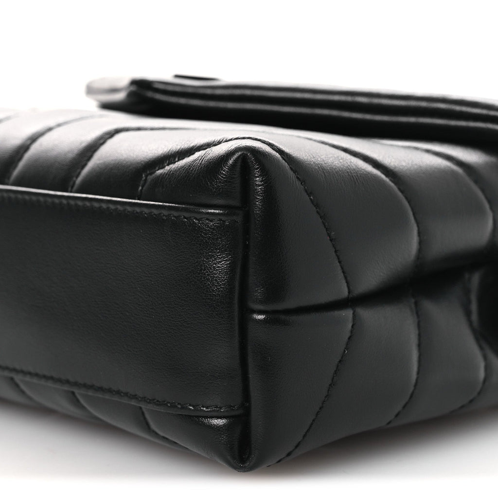 Calfskin Y Quilted Monogram Monochrome Toy Loulou Crossbody Bag Black