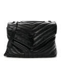 Calfskin Y Quilted Monogram Medium Loulou Chain Satchel Black
