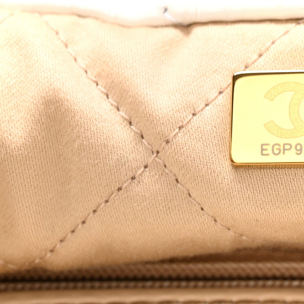 Shiny Calfskin Quilted Small Chanel 22 White