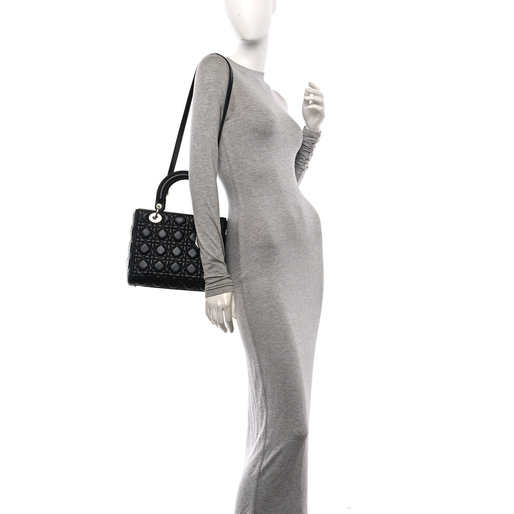 Lambskin Cannage Medium Lady Dior Black