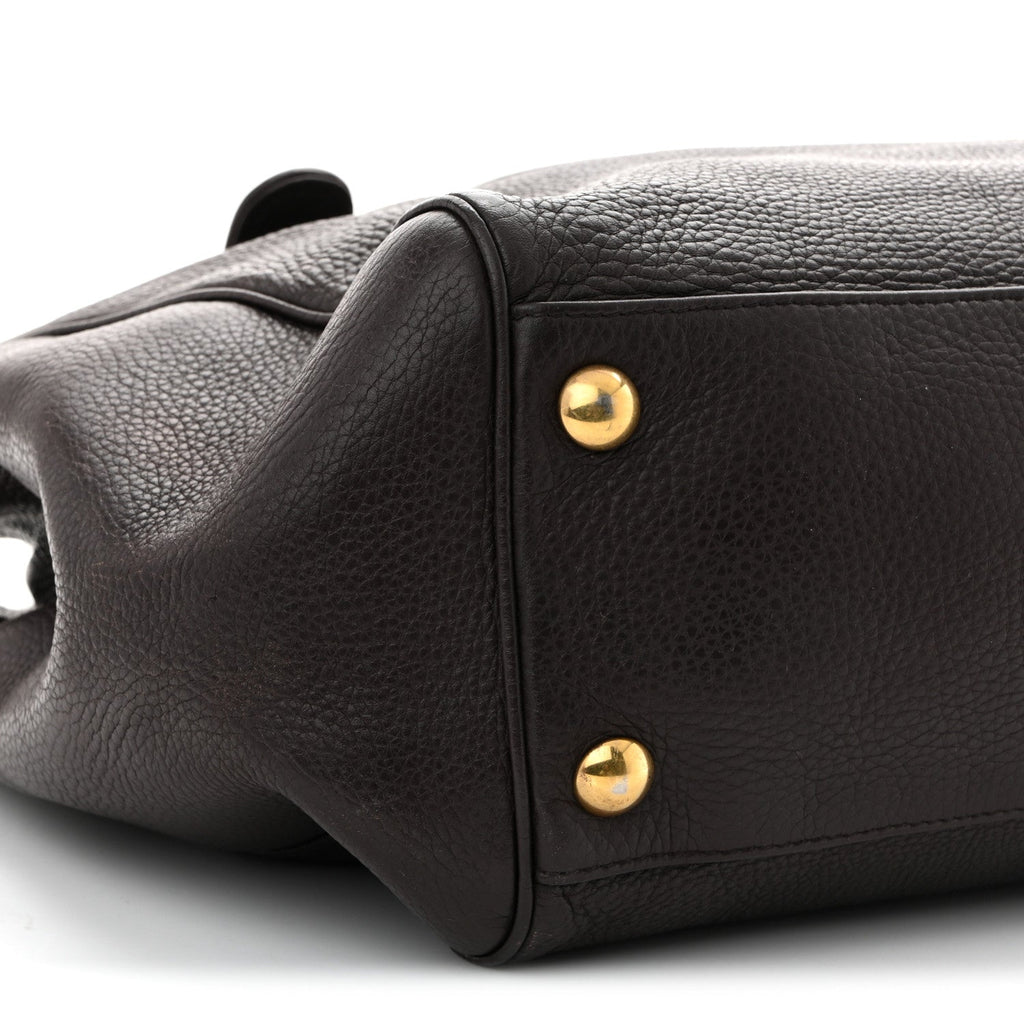 Pebbled Calfskin Medium 1973 Tote Dark Brown