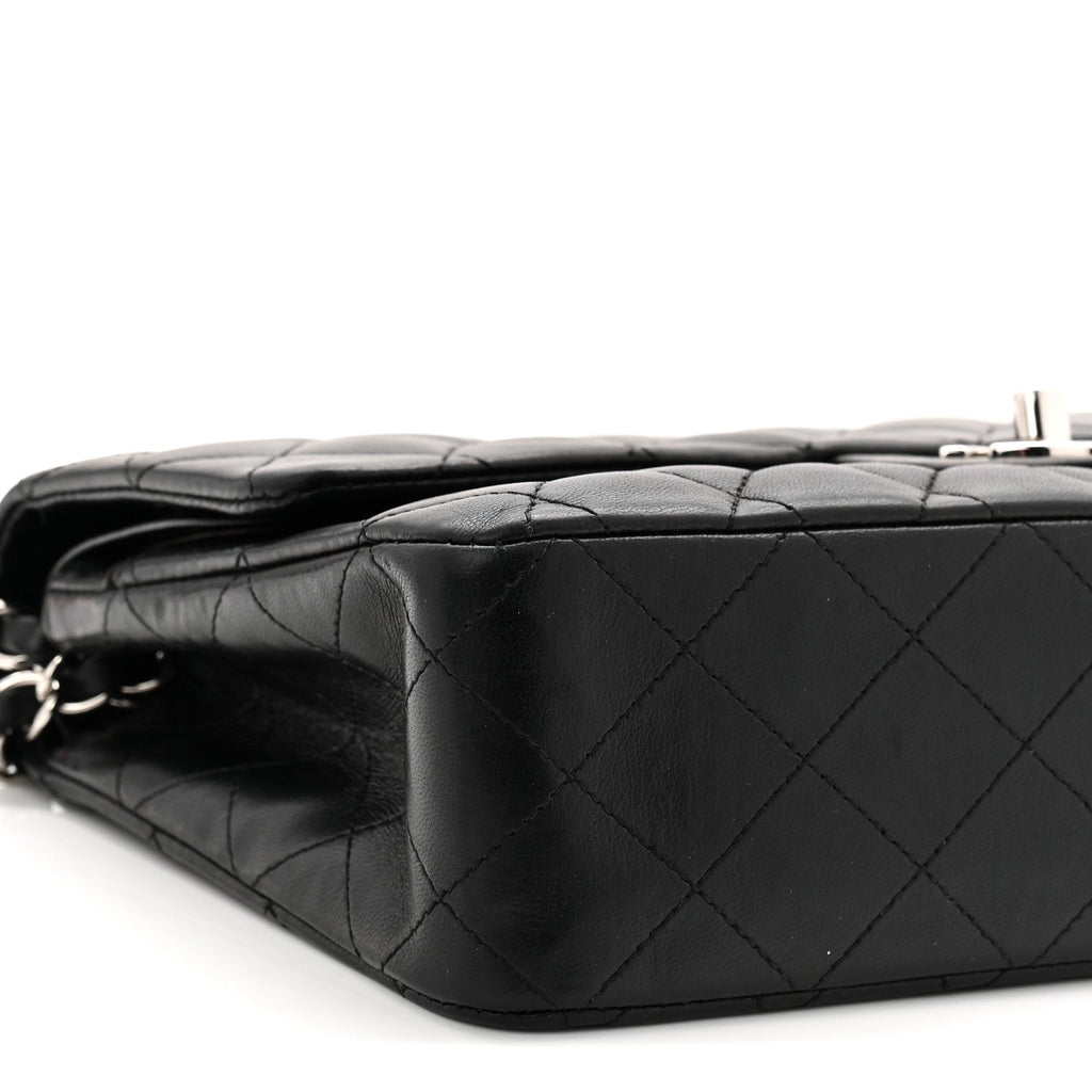 Lambskin Quilted Medium Double Flap Black