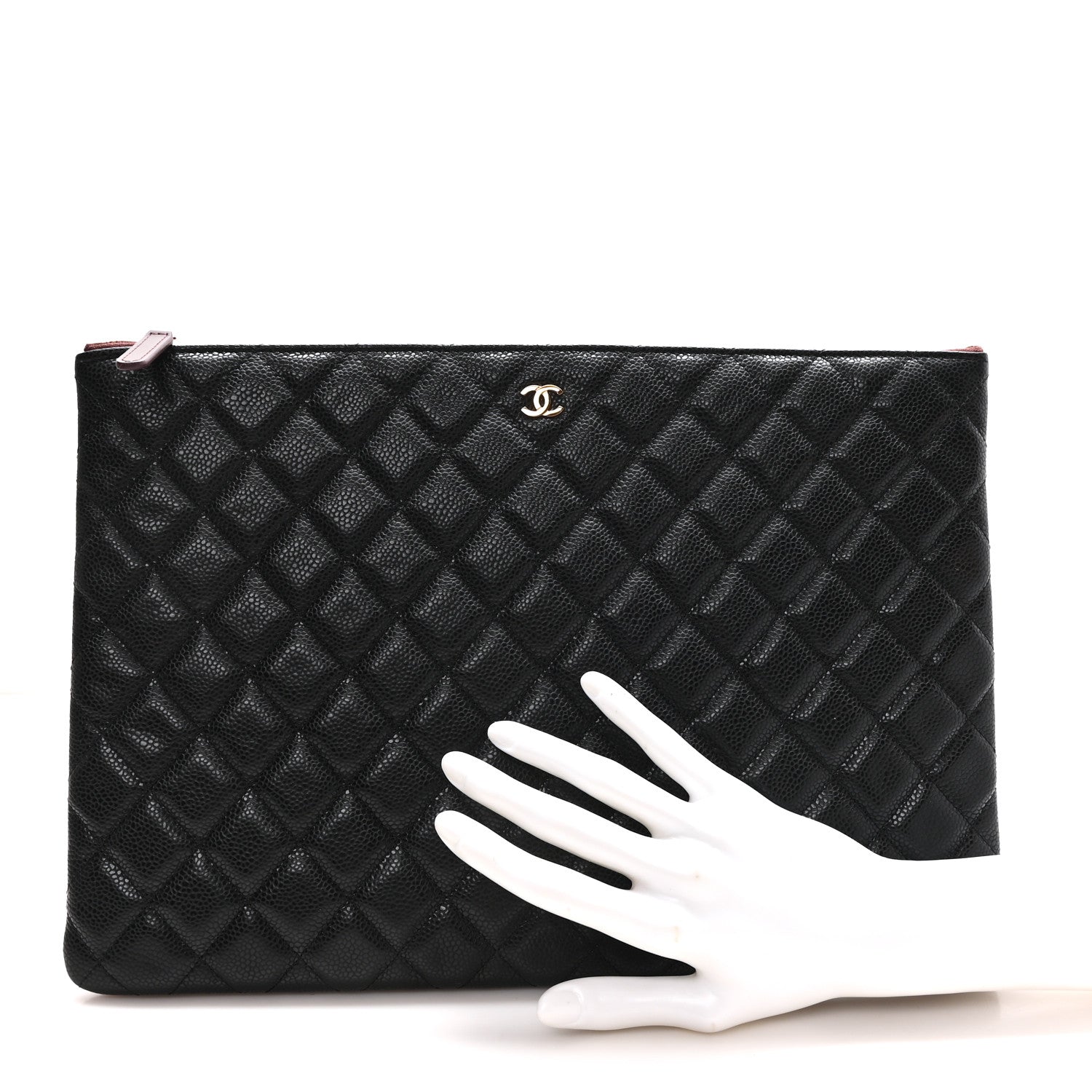 Caviar Quilted Large Cosmetic Case Black