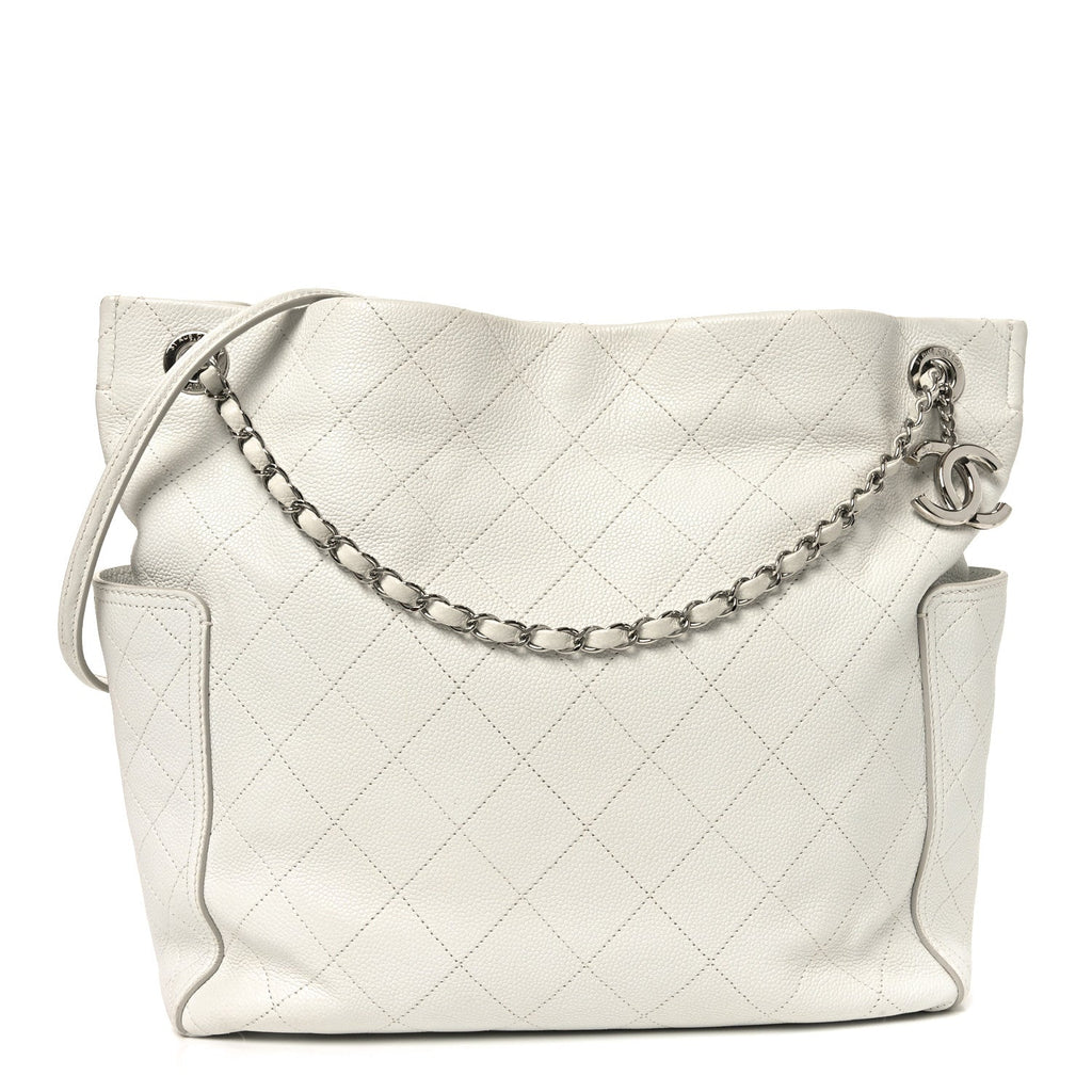 Caviar Stitched CC Pocket Tote White