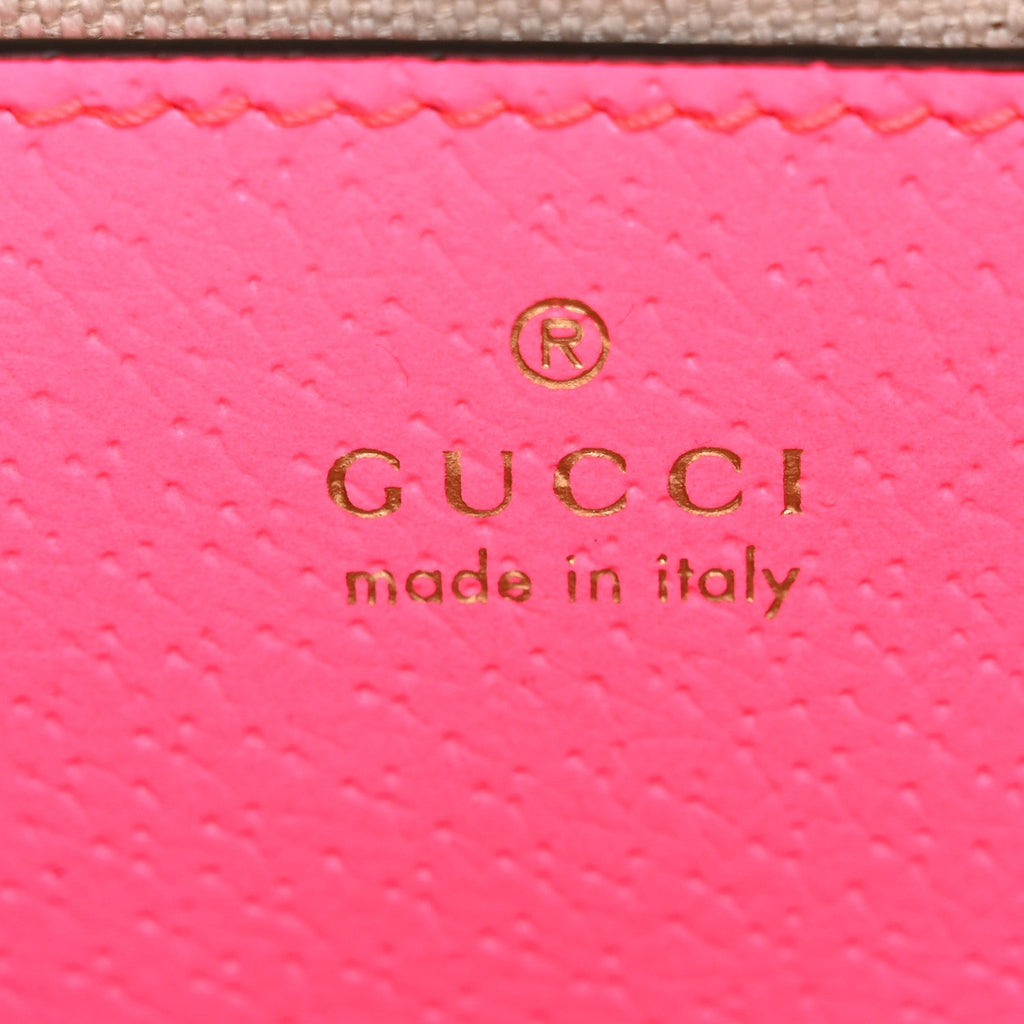GG Supreme Monogram Textured Dollar Calfskin Web Ophidia Small Crossbody Bag Beige Ebony Fuchsia
