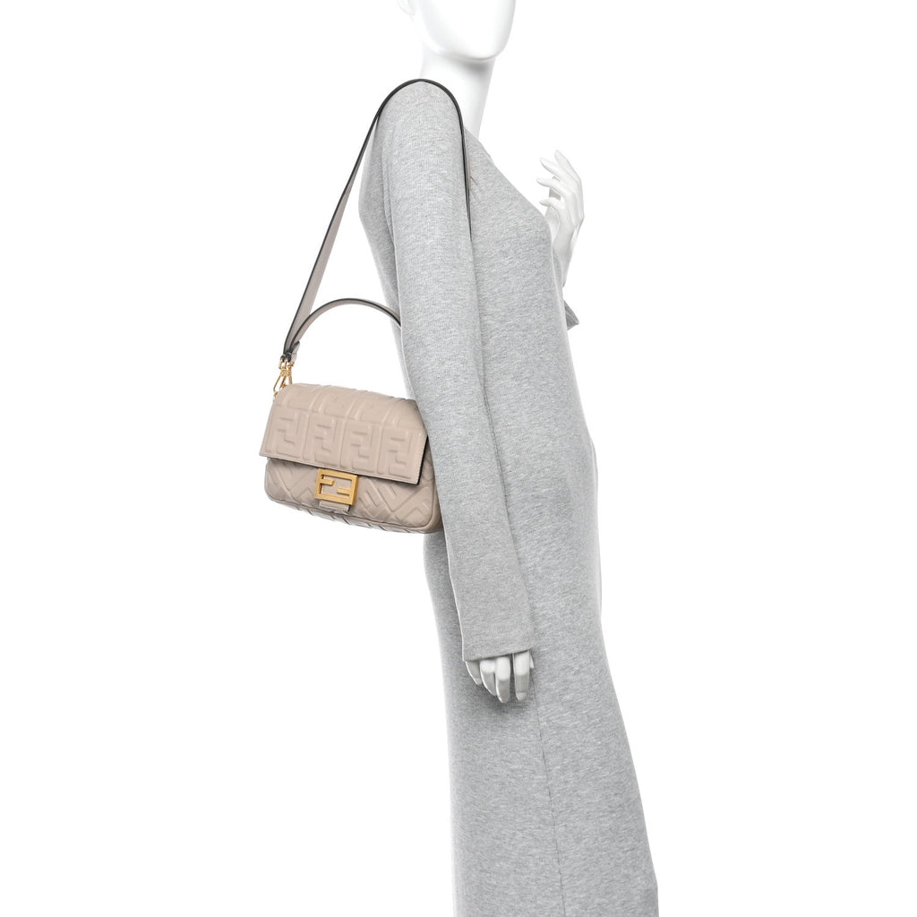 Nappa FF 1974 Embossed Baguette Camelia