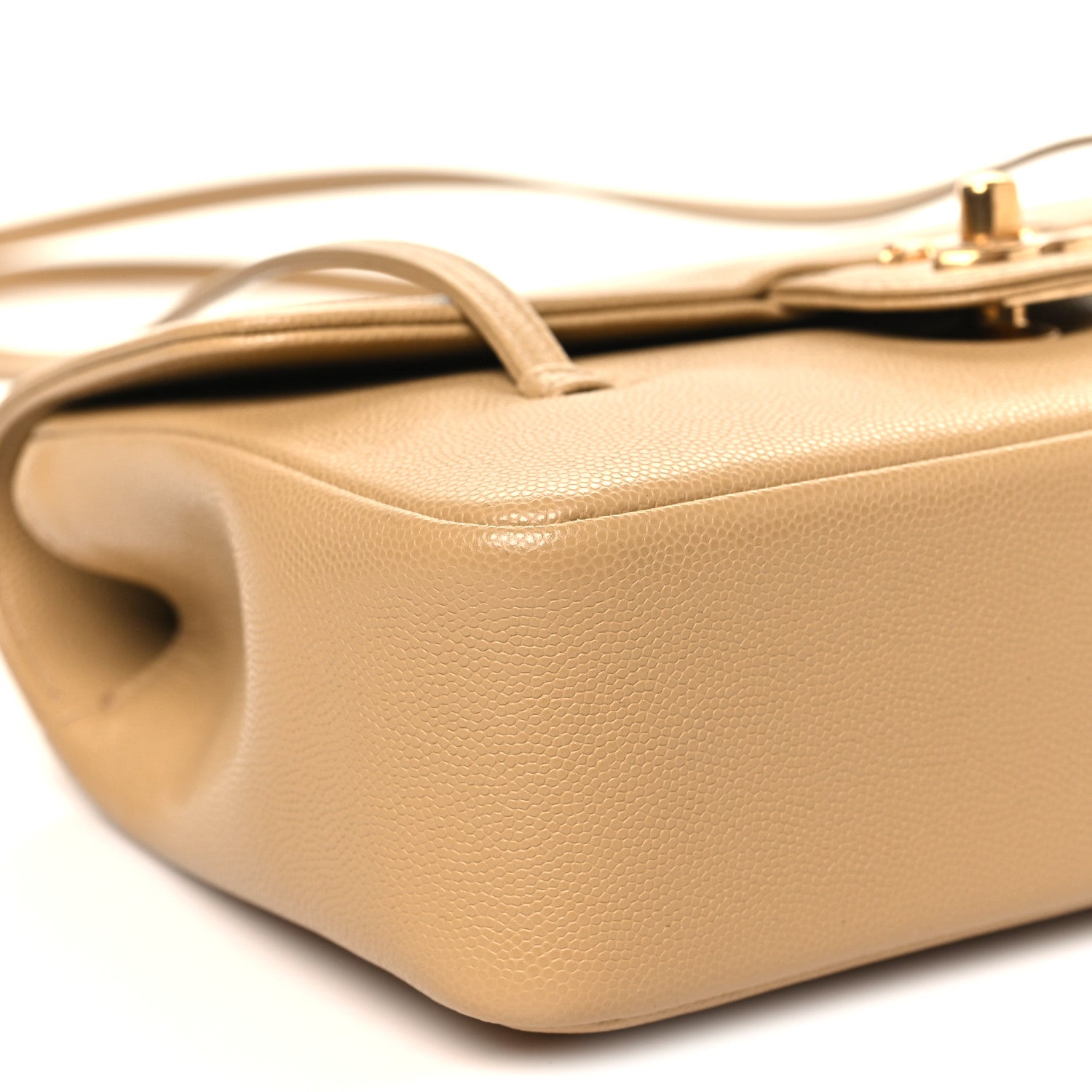 Shiny Caviar Preppy Coco Small Flap Beige