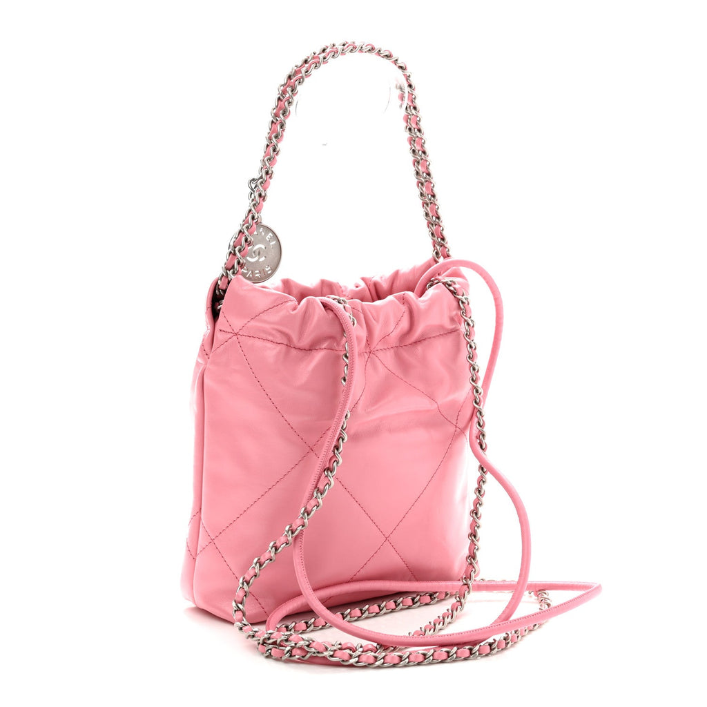 Shiny Calfskin Quilted Mini Chanel 22 Pink