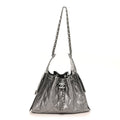 Metallic Caviar Quilted Small Chanel 25 Handbag Silver