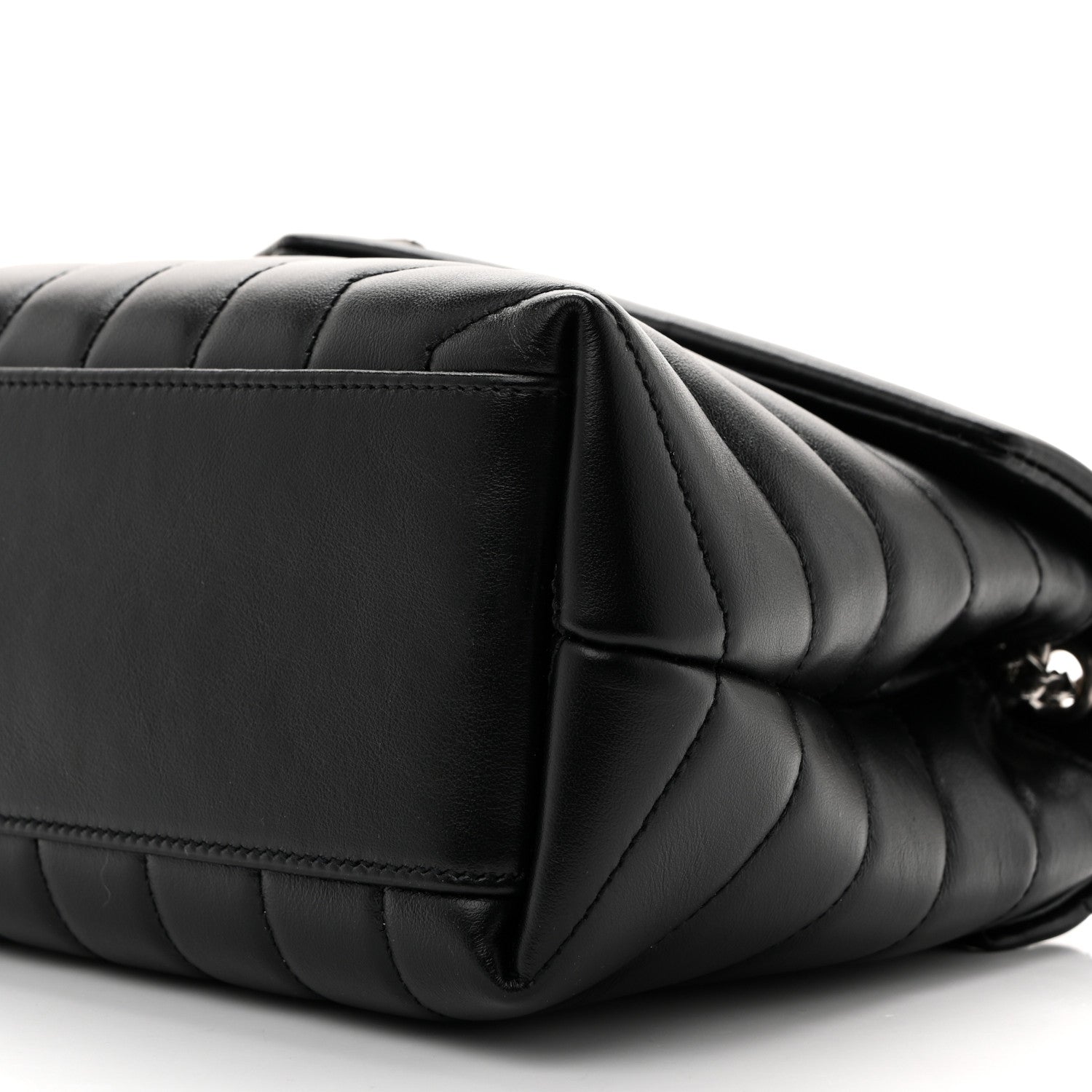 Calfskin Y Quilted Monogram Small Loulou Chain Satchel Black