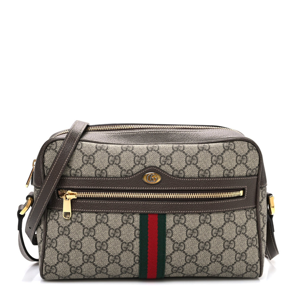 GG Supreme Monogram Web Small Ophidia Shoulder Bag Brown