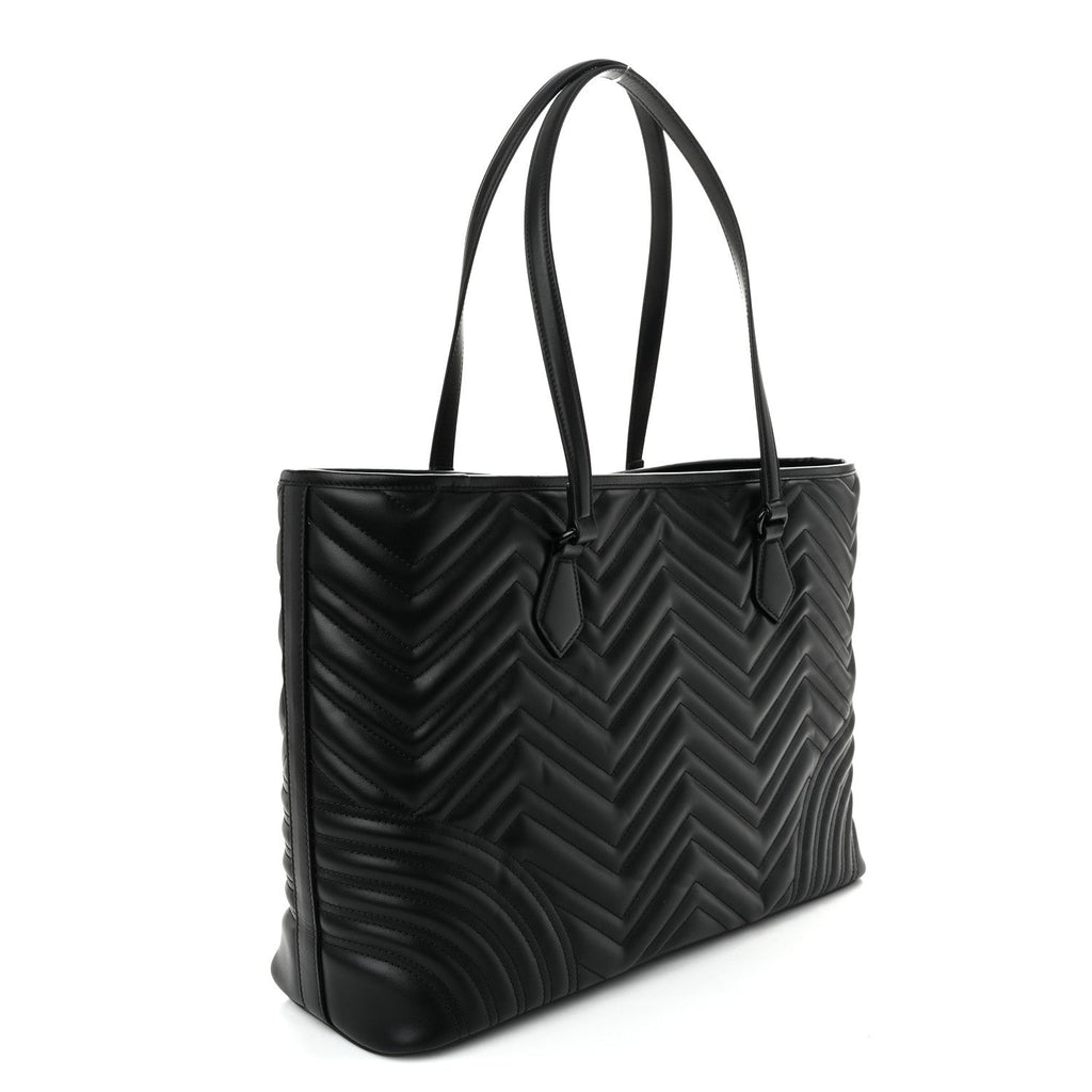 Calfskin Matelasse Monochrome Large GG Marmont Tote Bag Black