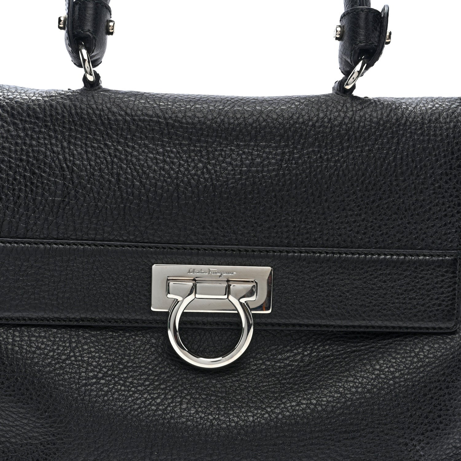 Grained Calfskin Medium Sofia Satchel Black
