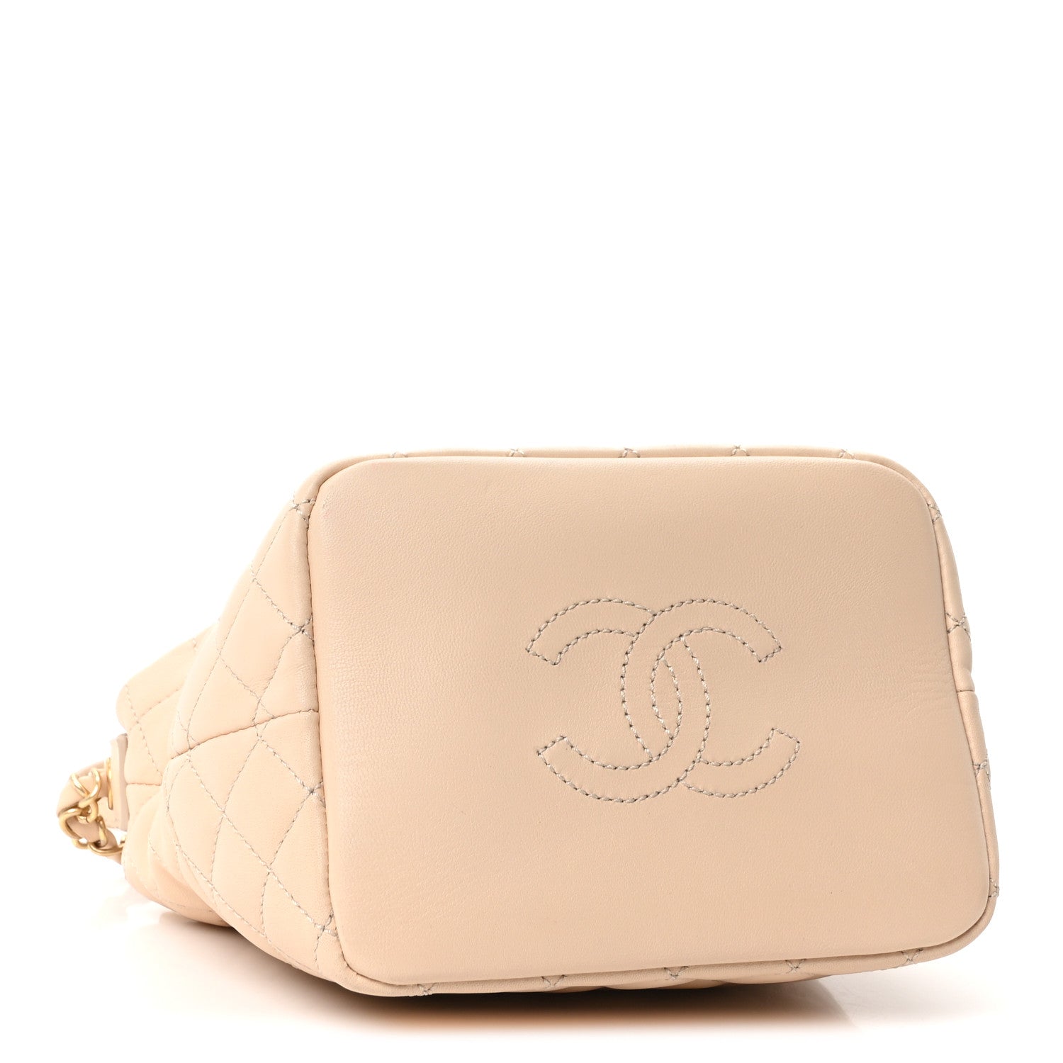 Lambskin Quilted Small Hobo Beige