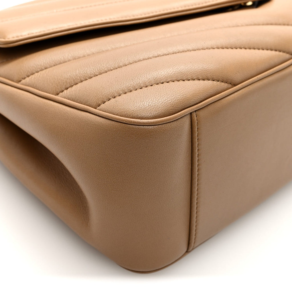 Lambskin Chevron Quilted Large LouLou Natural Tan
