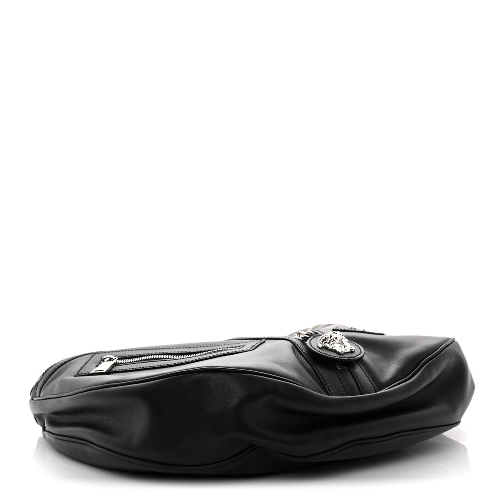 Calfskin Small Repeat Zip Hobo Black