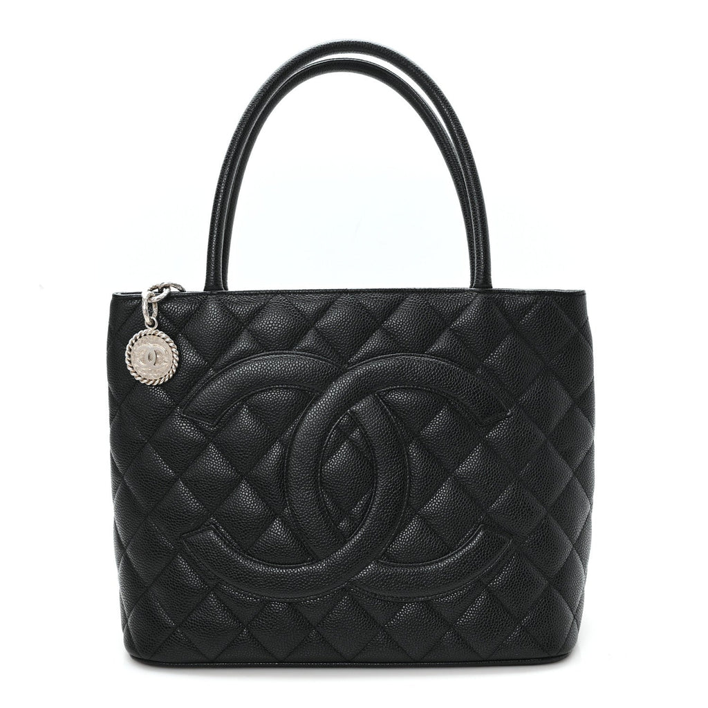 Caviar Quilted Medallion Tote Black