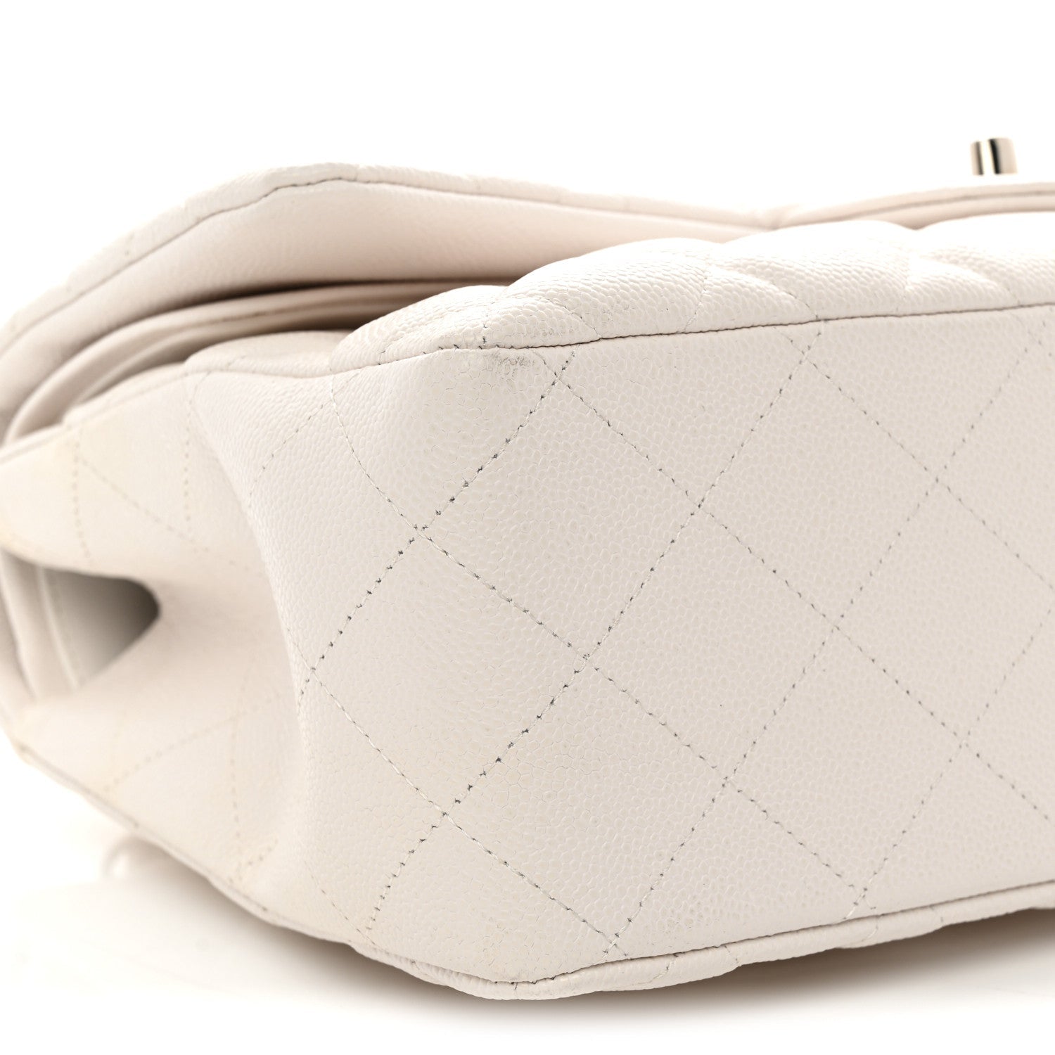 Caviar Quilted Jumbo Double Flap White