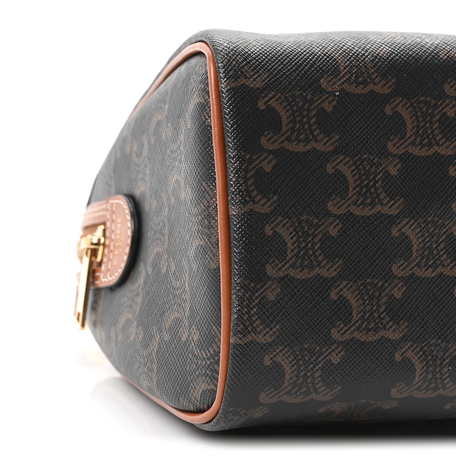 Triomphe Canvas Calfskin Small Boston Bag Tan