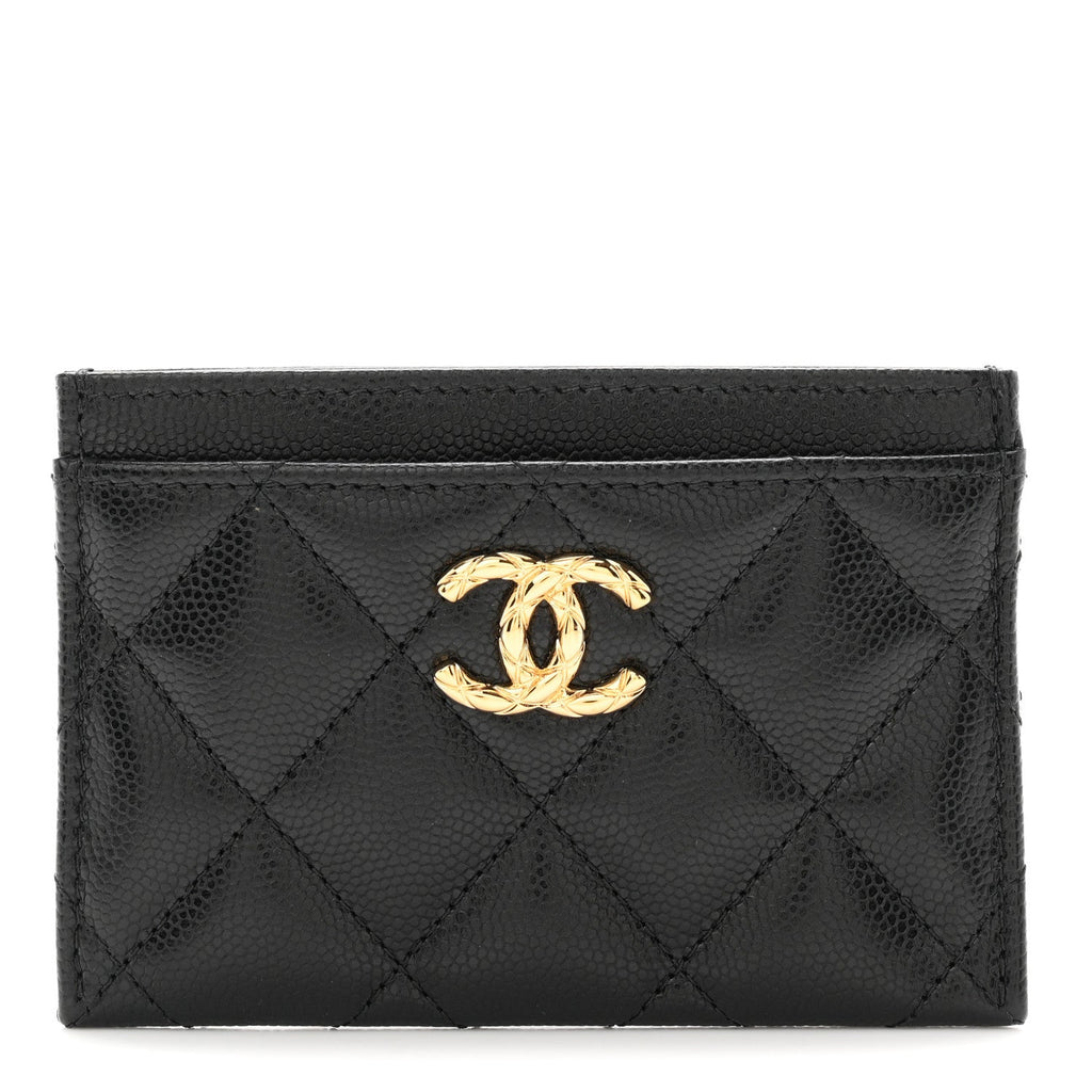 Caviar Quilted CC Card Holder Black
