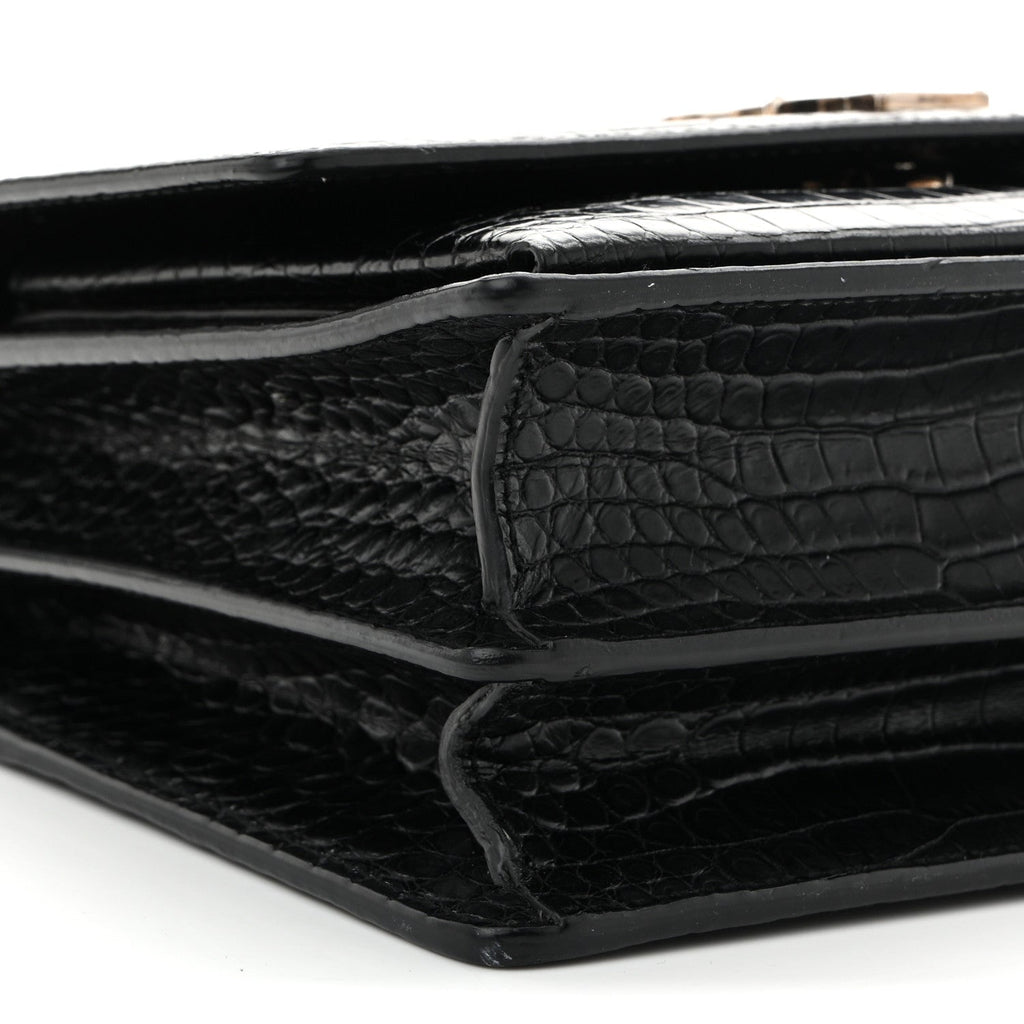 Calfskin Crocodile Embossed Medium Monogram Sunset Black